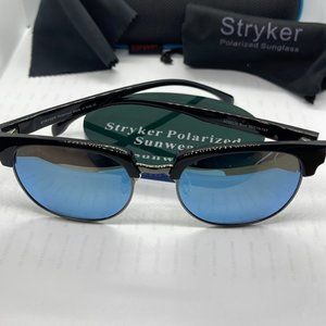 BNIB Stryker Popular UNISEX Club Master style Black /Aqua Blue Polarized ST06219